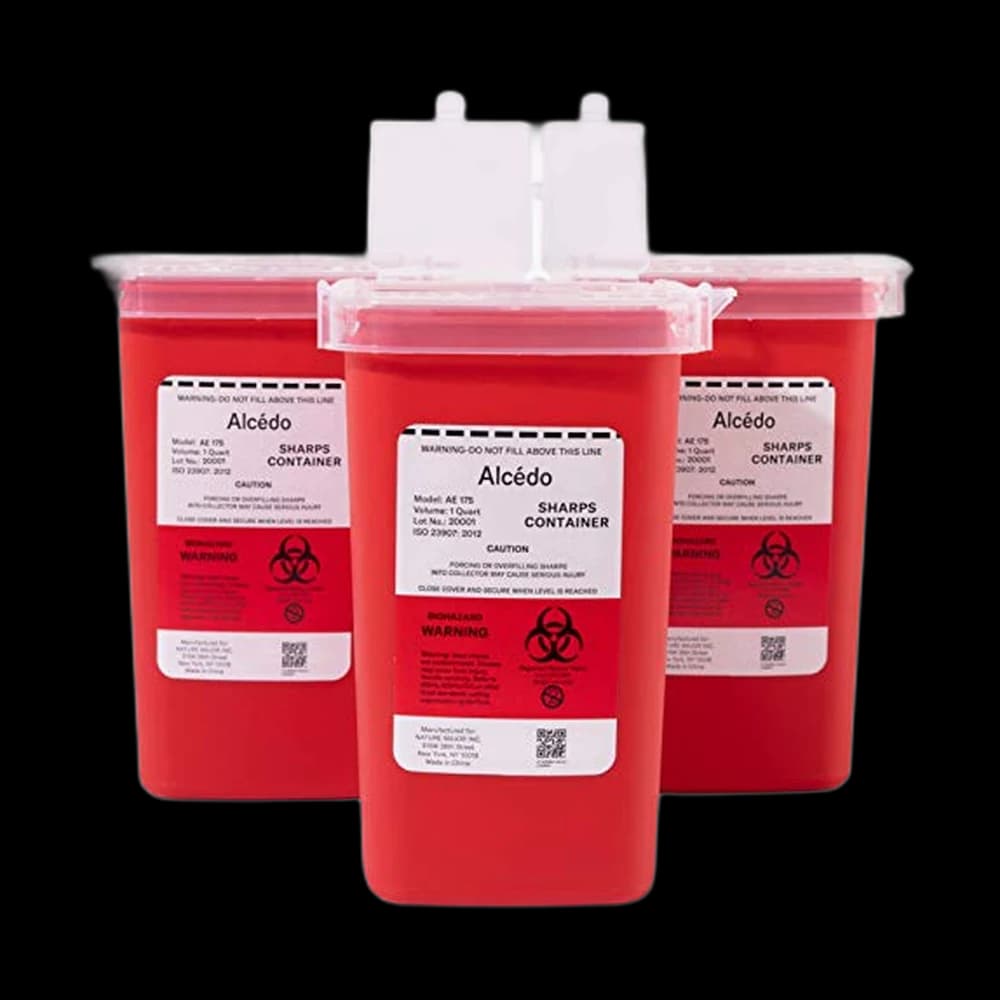 Alcedo 1 Quart Sharps Container (3-Pack) for Needle & Syringe Disposal