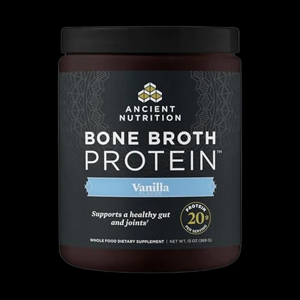 Ancient Nutrition Grass Fed Bone Broth Protein Powder, Vanilla