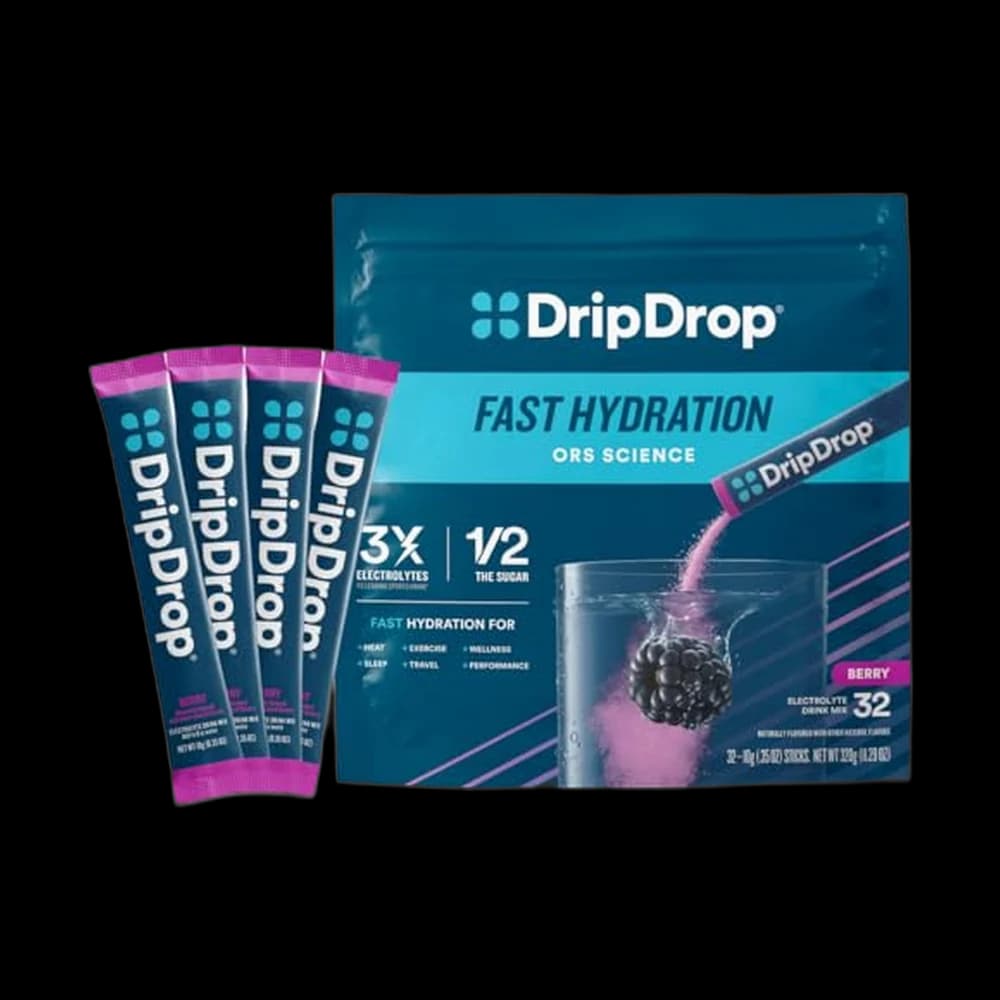 DripDrop Hydration Berry Electrolyte Packets, Powder Drink Mix, 32…