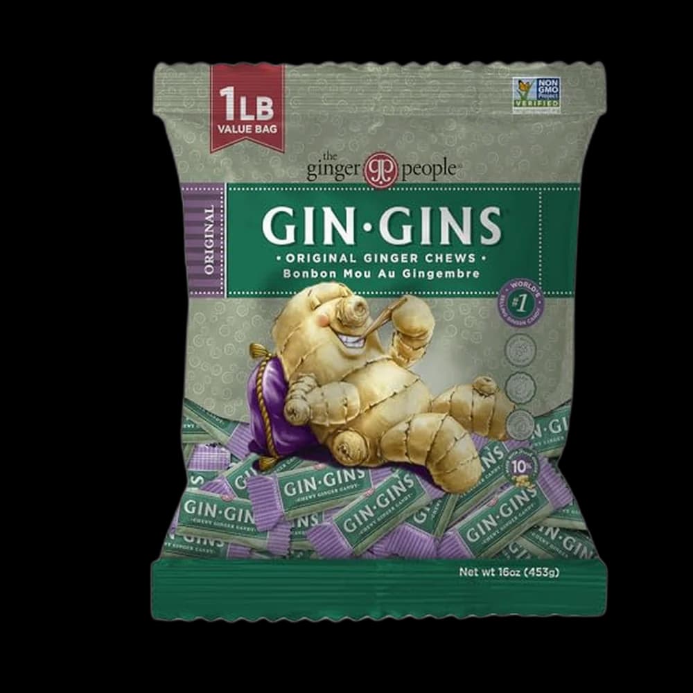 GIN GINS Original Ginger Chews Made w/Fresh Ginger 1lb 1Pk