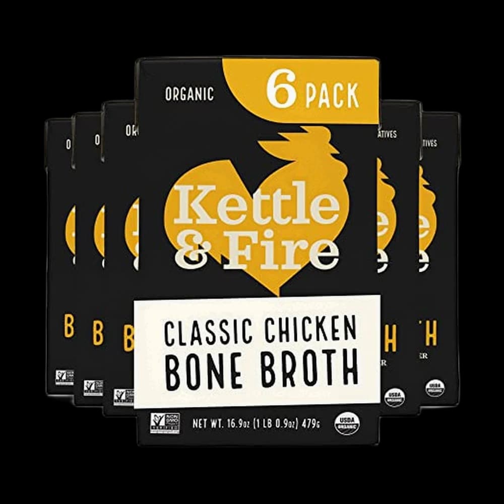 Kettle & Fire Chicken Bone Broth, 16.9 Fl Oz (Pack of 6)