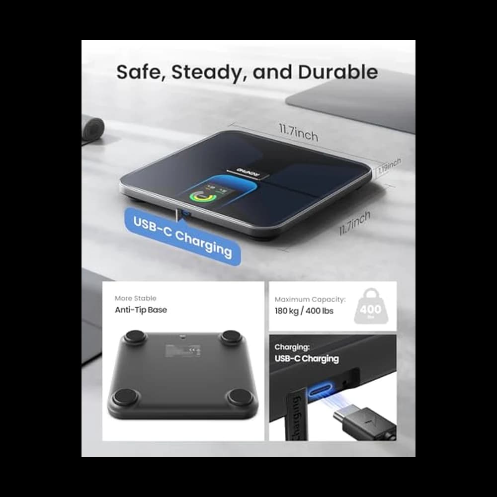 RENPHO Elis Evo Smart Scale, Wi-Fi & Bluetooth, Rechargeable, Body Fat